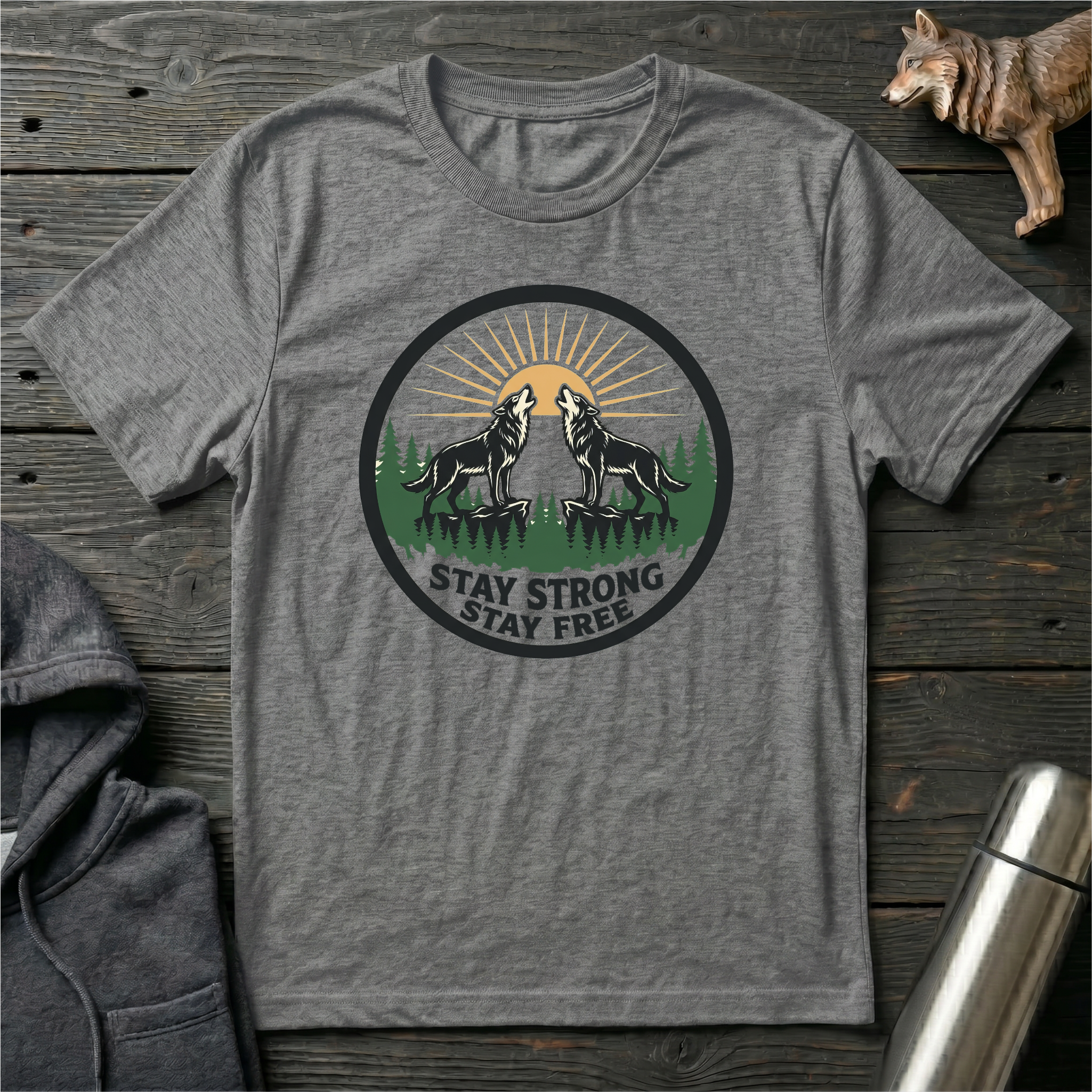 Stay Strong Stay Free wolves T-Shirt