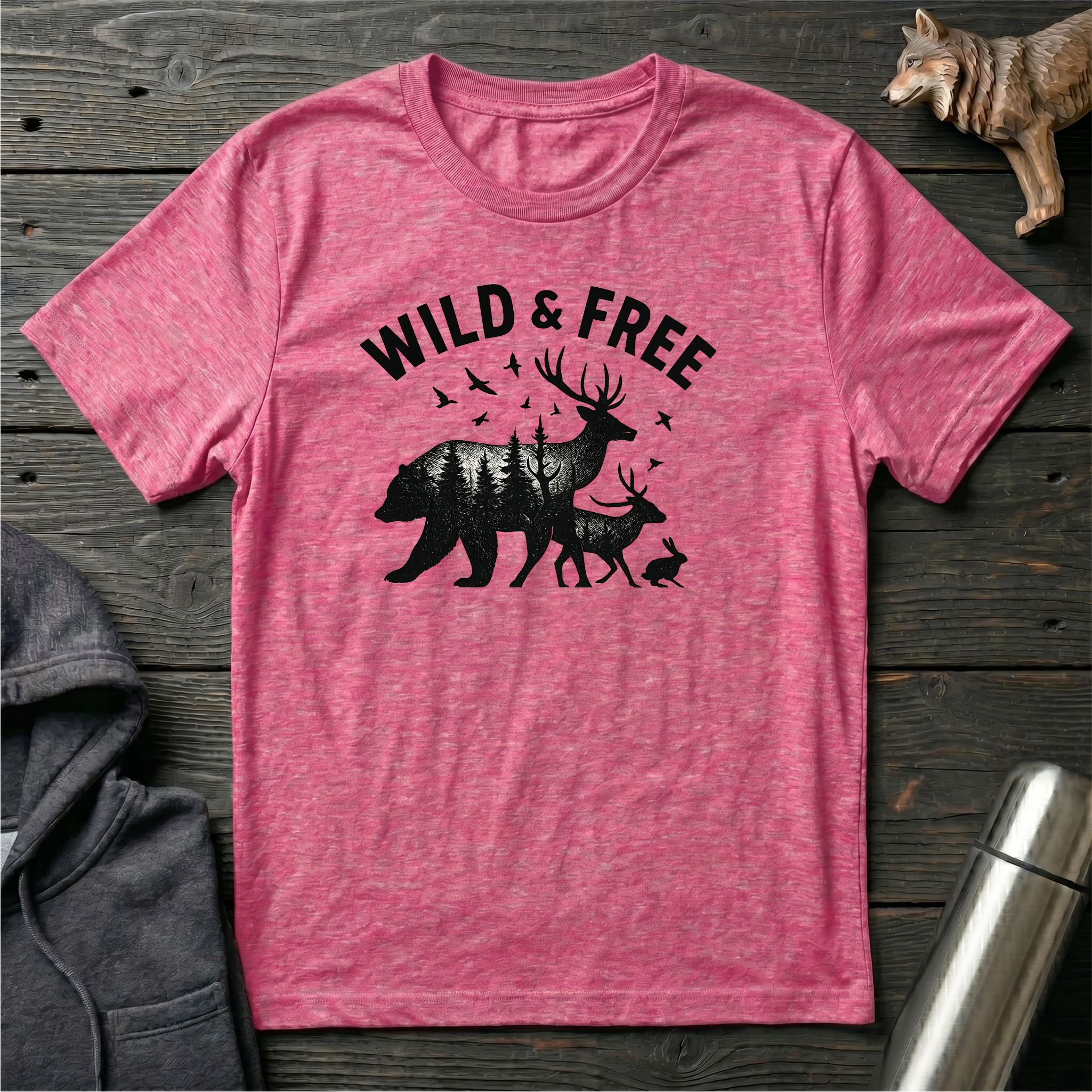 Wild & Free Forest Soul Bear Deer Rabbit T-Shirt
