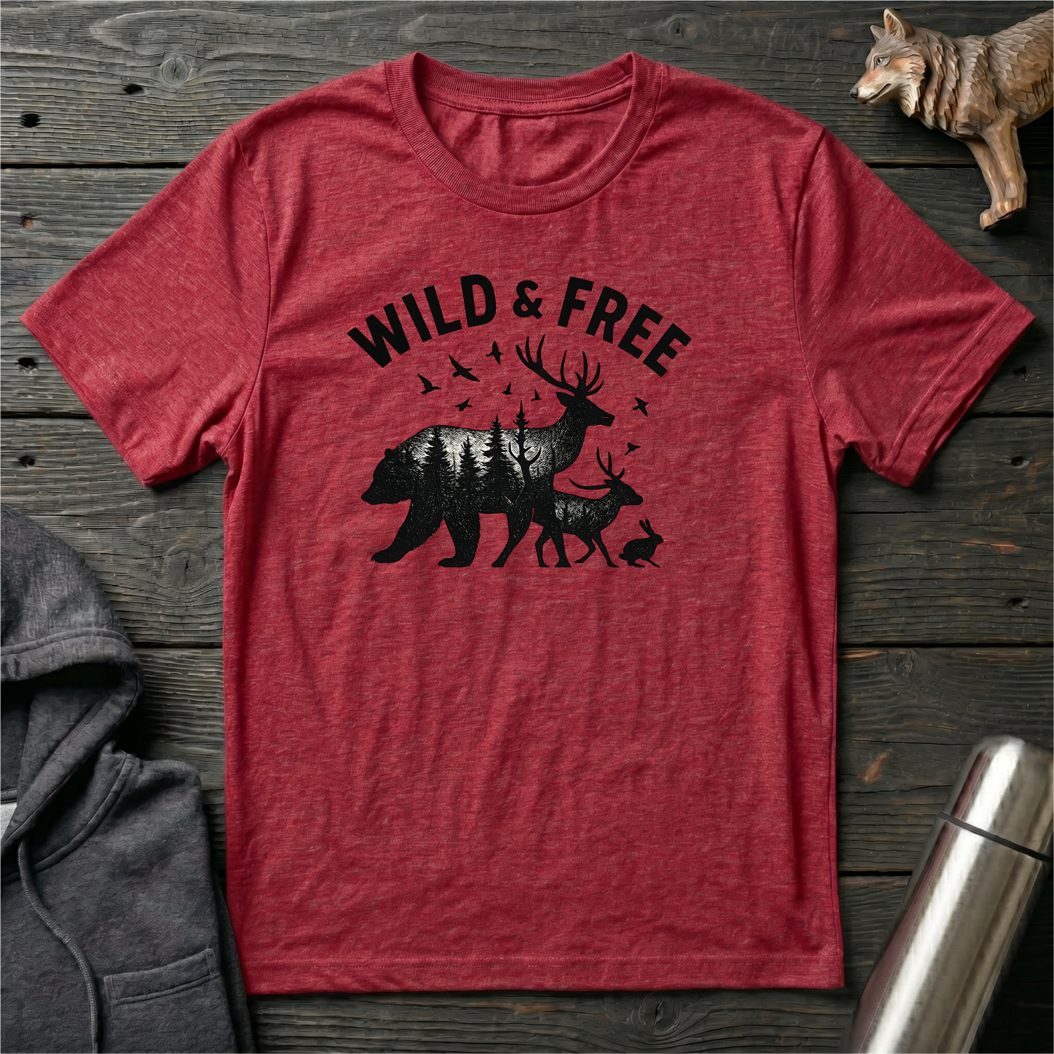 Wild & Free Forest Soul Bear Deer Rabbit T-Shirt