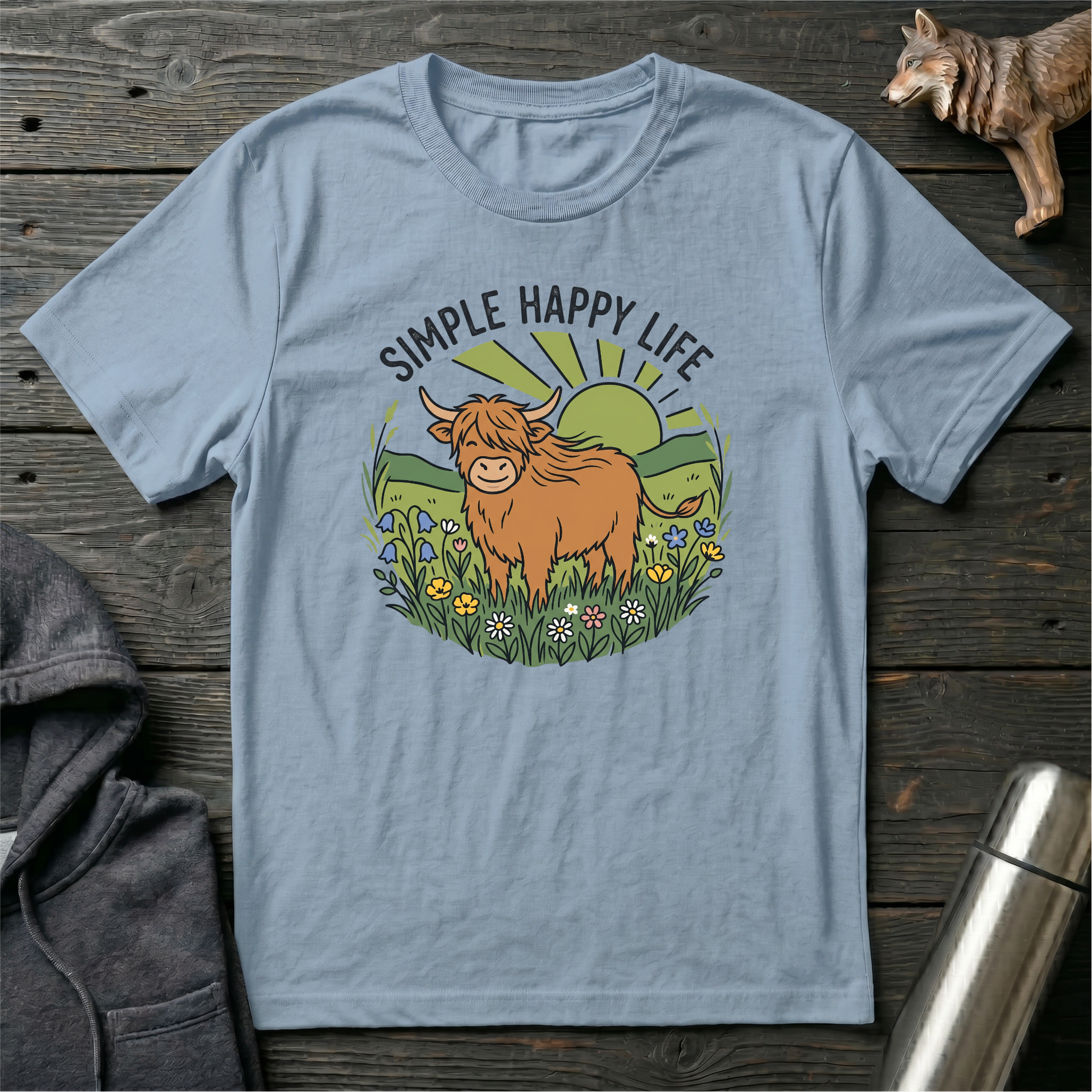Simple Happy Life Cow T-Shirt
