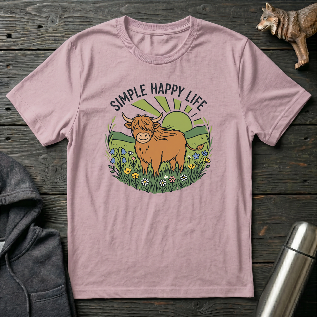 Simple Happy Life Cow T-Shirt