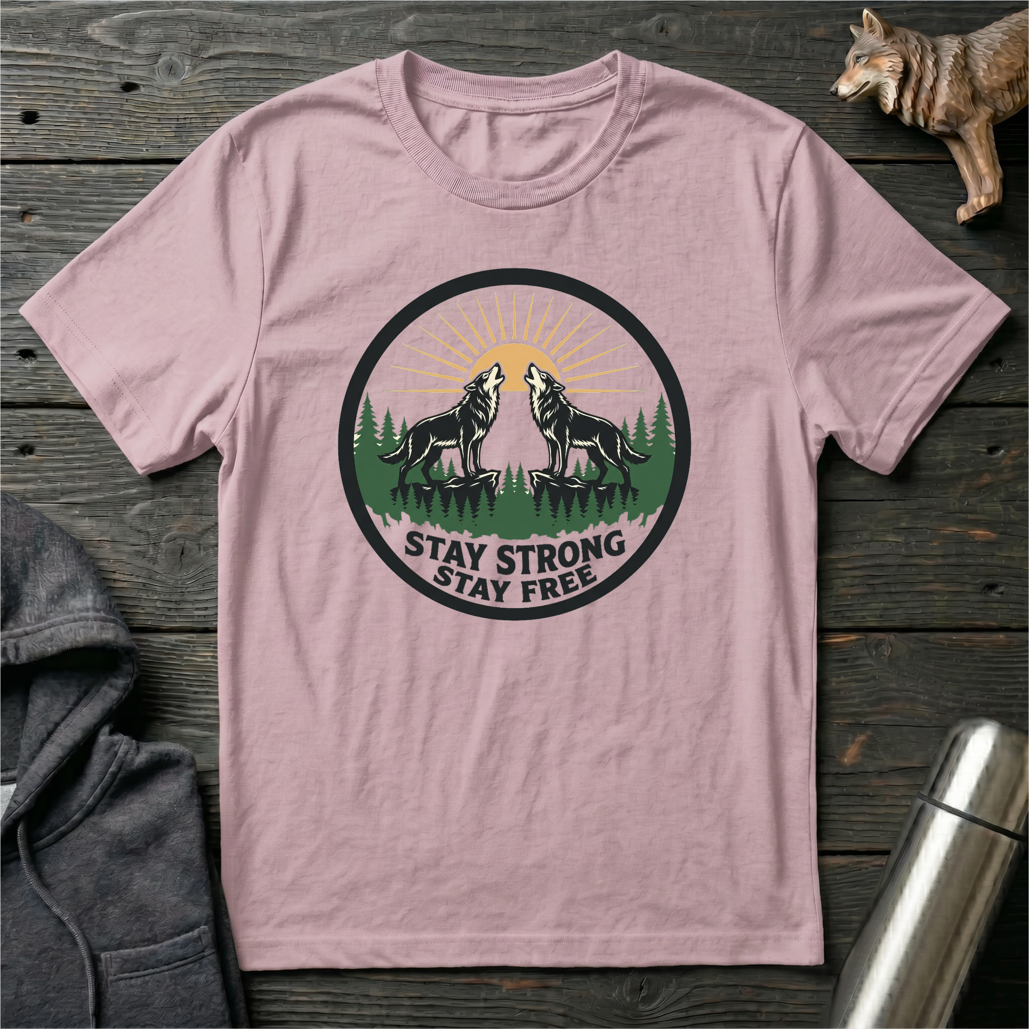Stay Strong Stay Free wolves T-Shirt