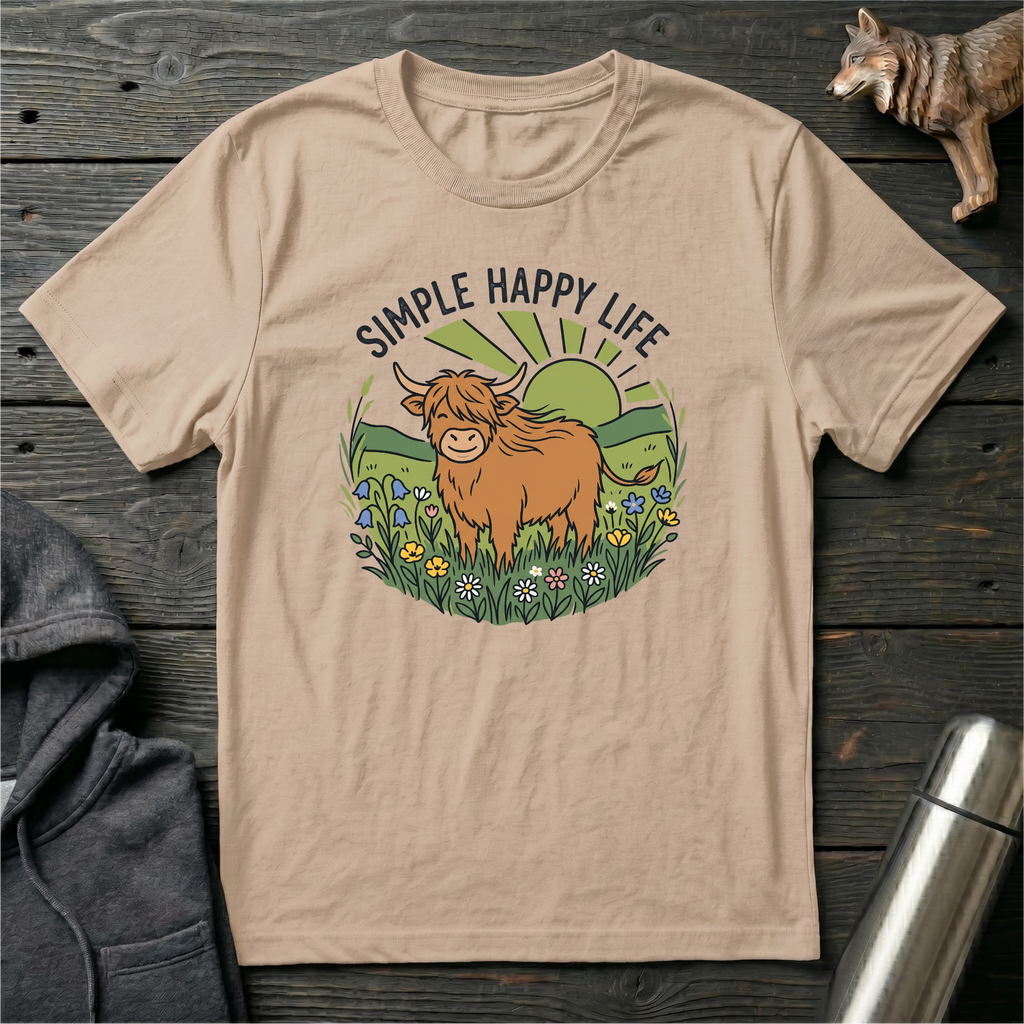 Simple Happy Life Cow T-Shirt