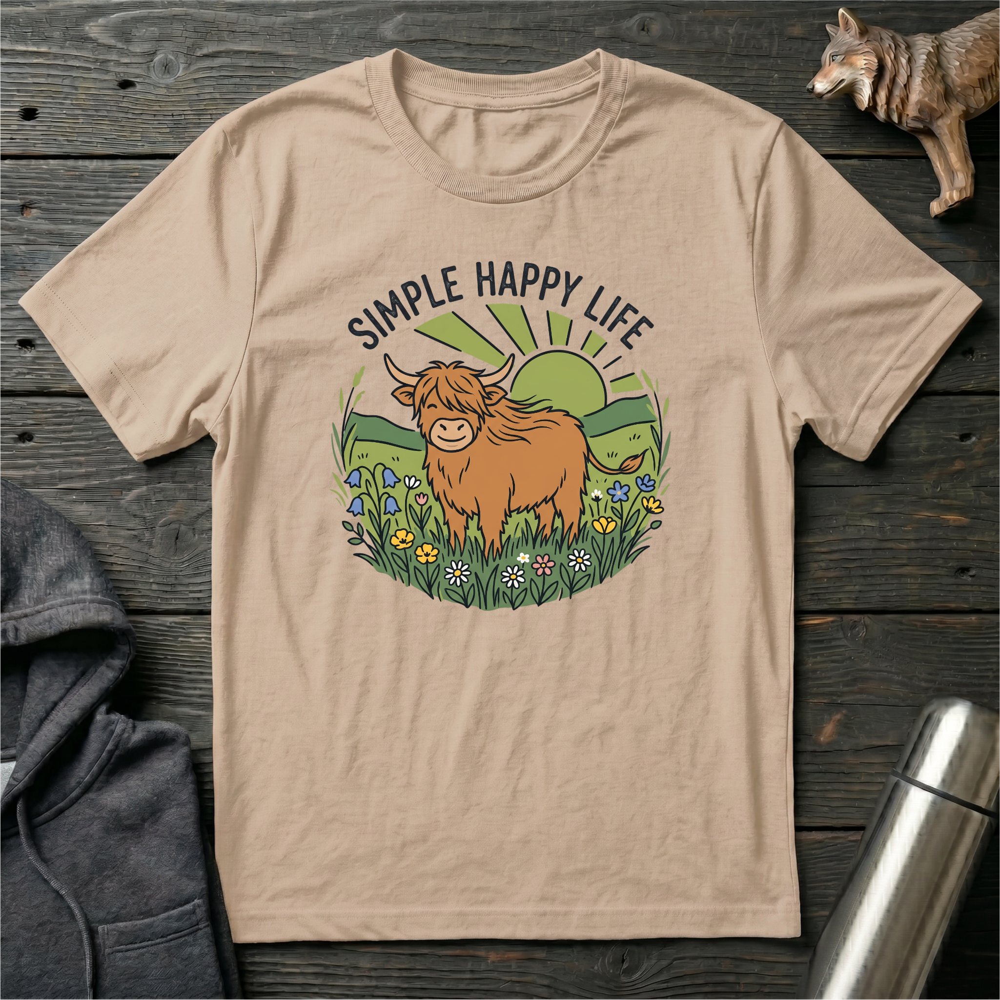 Simple Happy Life Cow T-Shirt