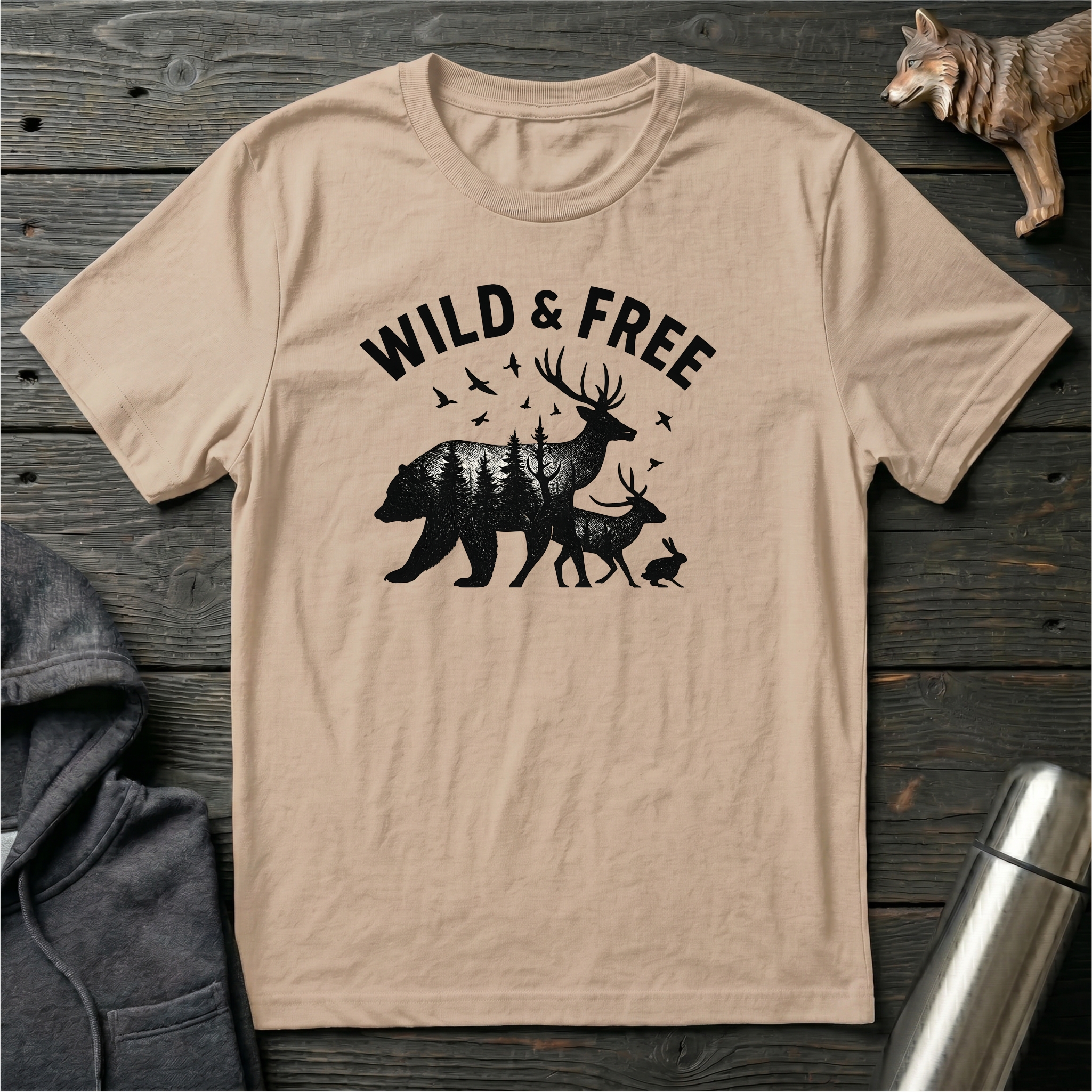 Wild & Free Forest Soul Bear Deer Rabbit T-Shirt