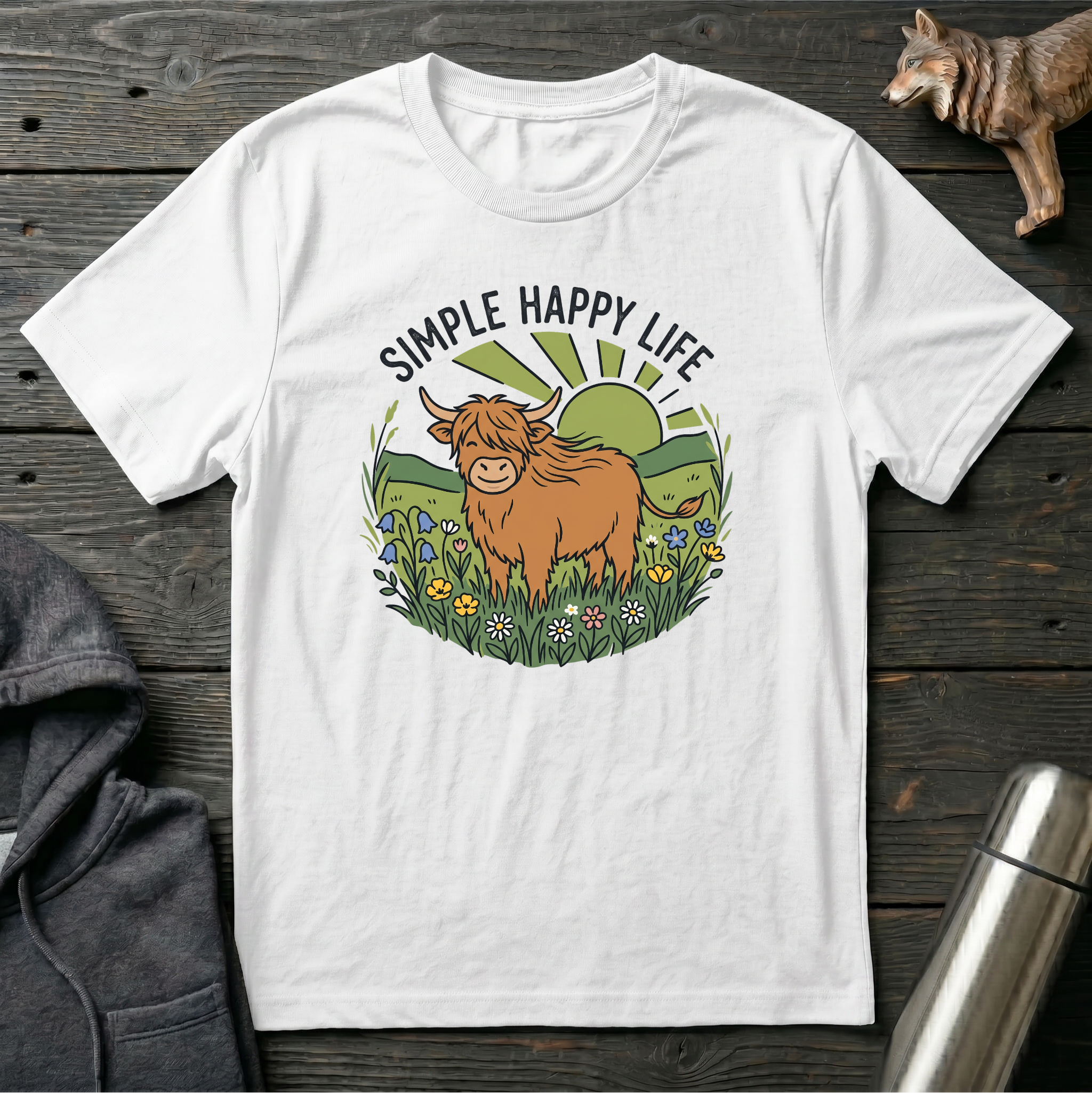 Simple Happy Life Cow T-Shirt