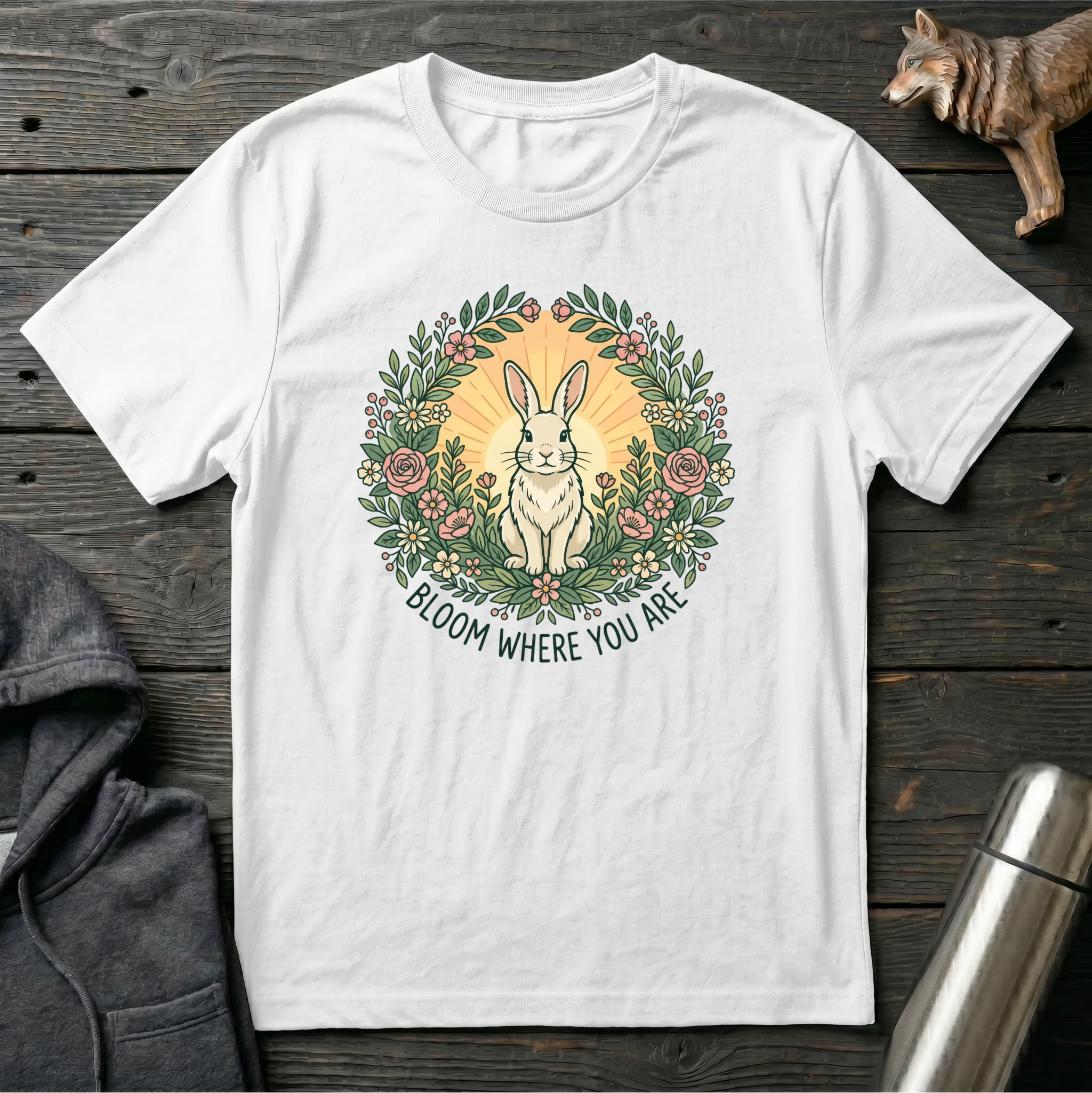 Bloom Where You Are Rabbit T-Shirt